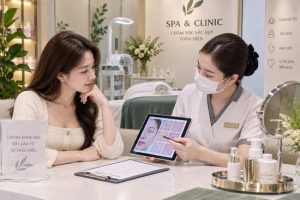 Chuyên viên tư vấn dịch vụ spa chăm sóc da cho khách hàng